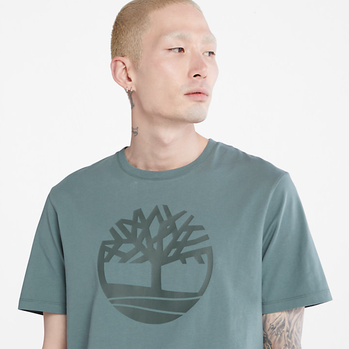T-shirt con Logo ad Albero Kennebec River da Uomo in verde acqua-