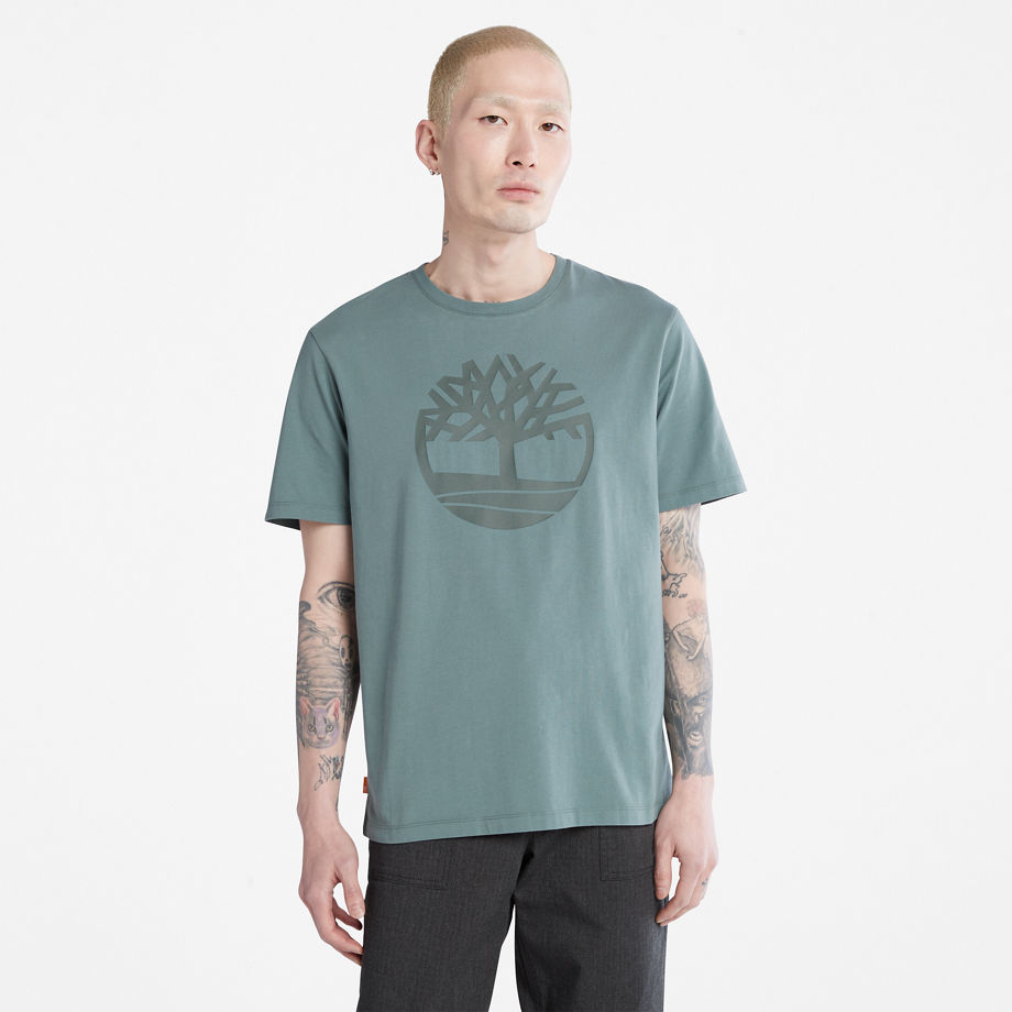 Timberland Kennebec River Tree Logo T-shirt For Men In Teal Green