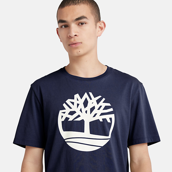 Camiseta con el logotipo del árbol Kennebec River para hombre en azul marino-