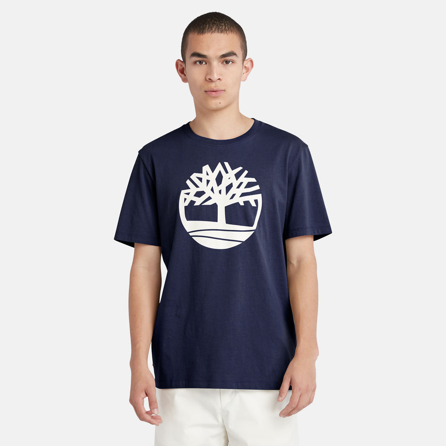 Timberland Kennebec River Tree Logo T-shirt For Men In Navy Navy, Size XXL