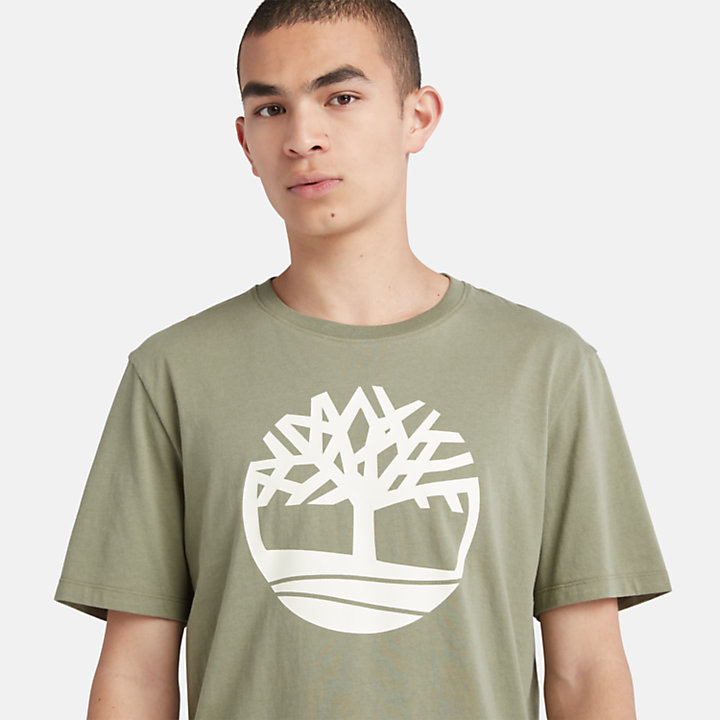 Camiseta con logotipo del árbol Kennebec River para hombre en verde-