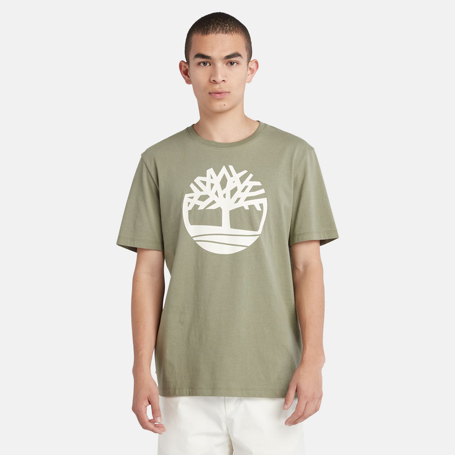 Timberland Kennebec River Tree Logo T-shirt For Men In Green Green, Size S