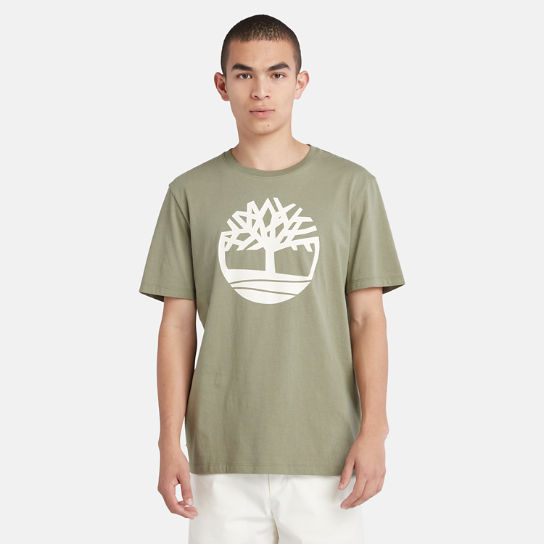 T-shirt con Logo ad Albero Kennebec River da Uomo in verde | Timberland