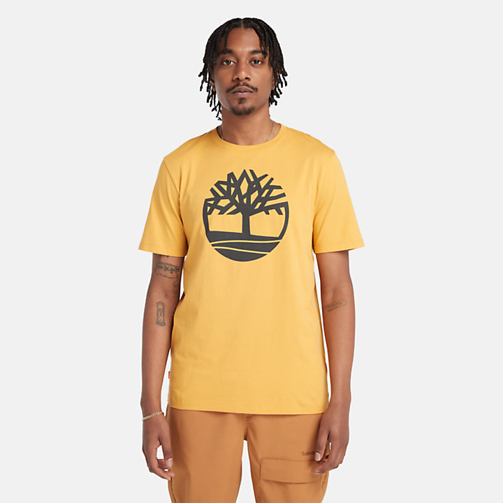 Kennebec River Tree Logo T-Shirt for Men in Yellow-