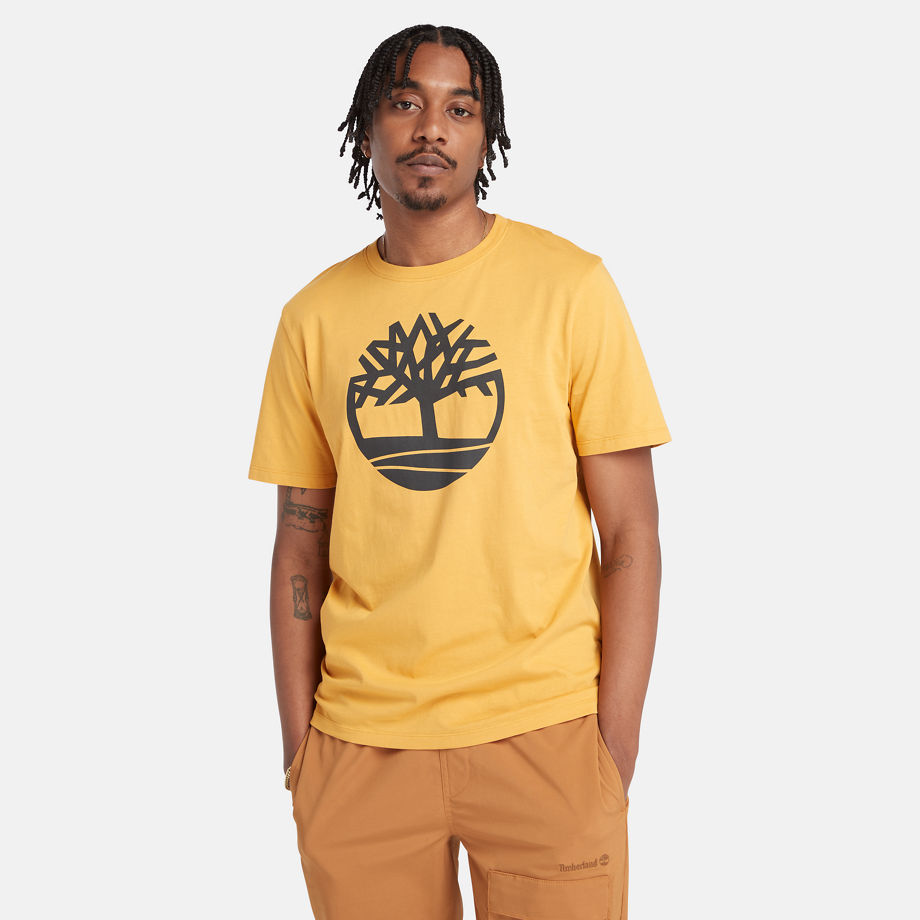 Timberland Kennebec River Tree Logo T-shirt For Men In Yellow Yellow, Size S