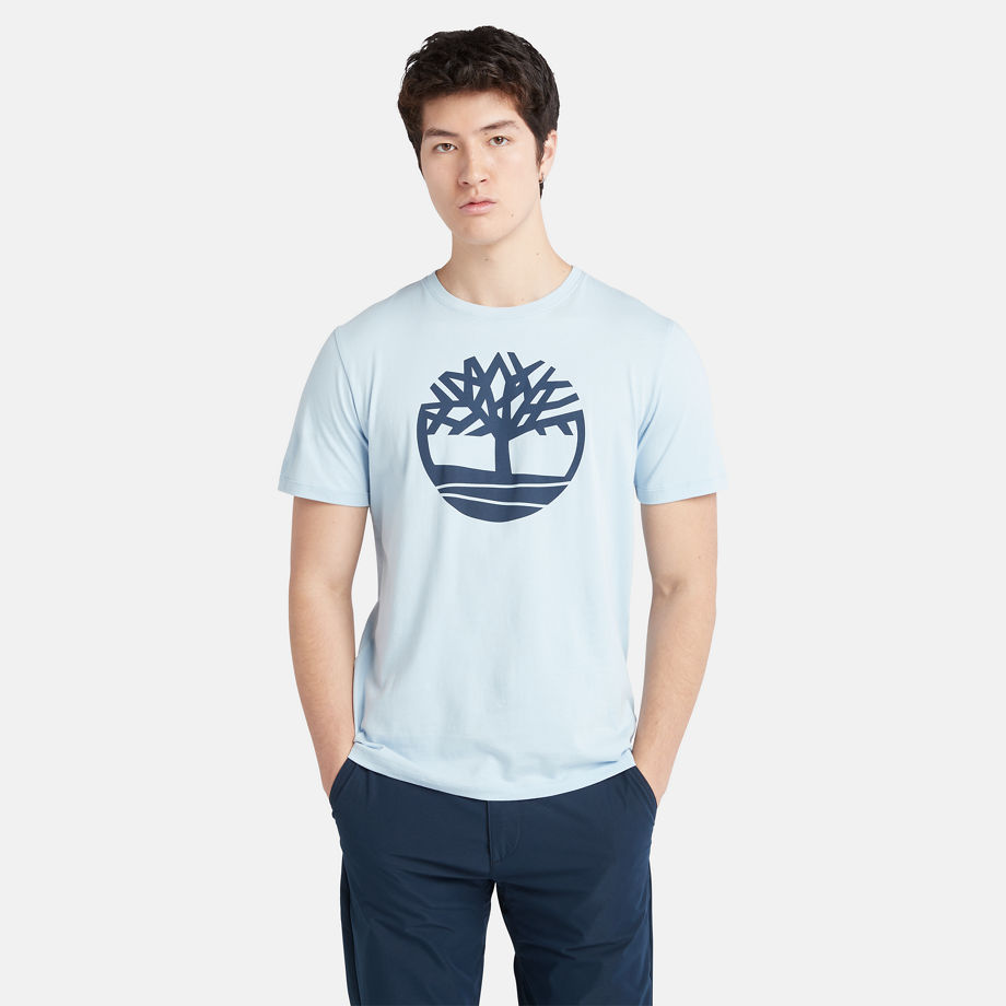 Timberland Kennebec River Tree Logo T-shirt For Men In Light Blue Blue