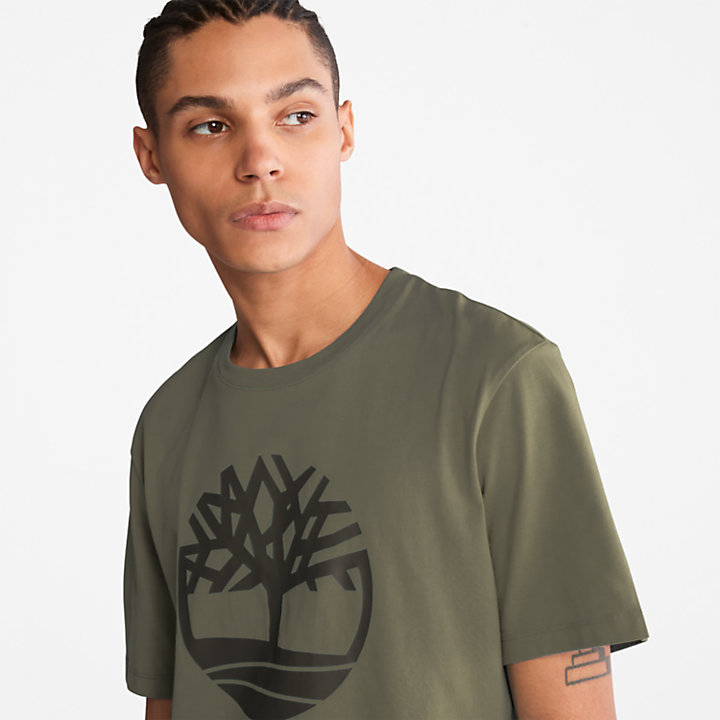 T-shirt con Logo ad Albero Kennebec River da Uomo in verde scuro-