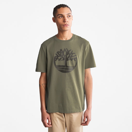 T-shirt con Logo ad Albero Kennebec River da Uomo in verde scuro | Timberland