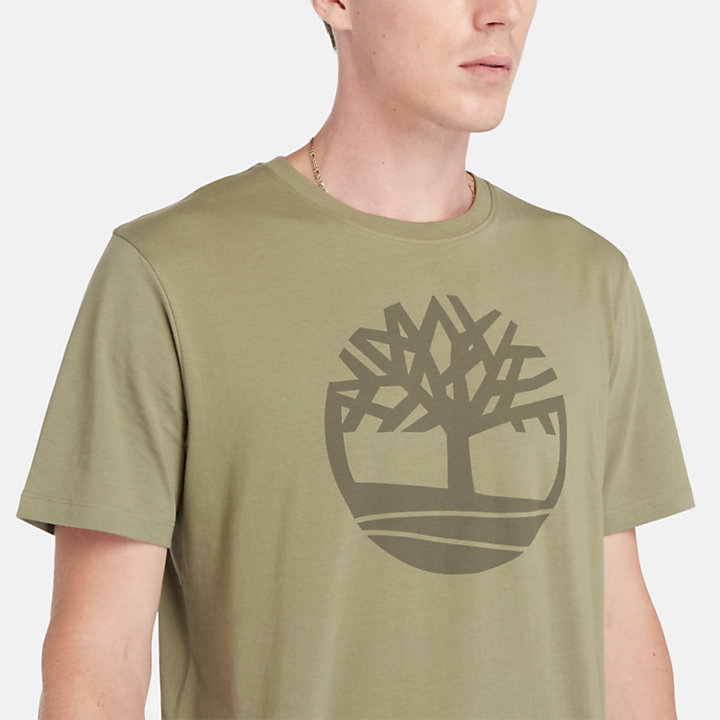 Kennebec River T-shirt met boomlogo voor heren in lichtgroen-