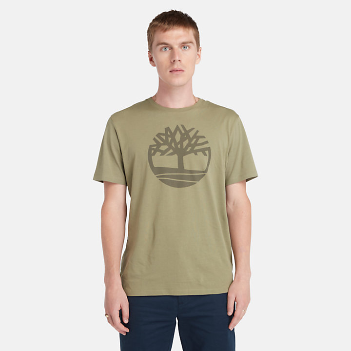 Kennebec River T-shirt met boomlogo voor heren in lichtgroen-