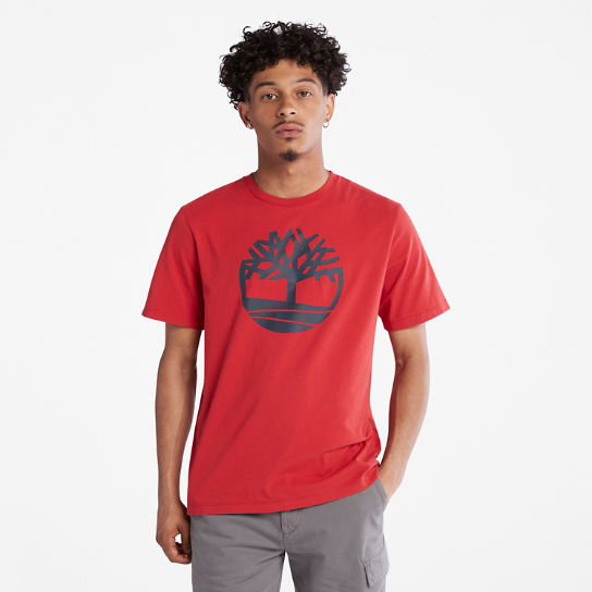 T-shirt con Logo ad Albero Kennebec River da Uomo in rosso | Timberland