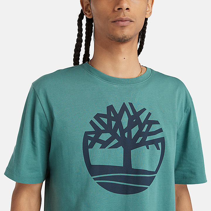 Kennebec River T-Shirt mit Baum-Logo für Herren in Petrol