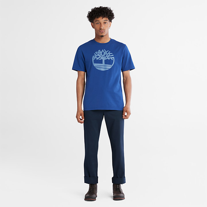 Kennebec River Tree Logo T-Shirt for Men in Blue-