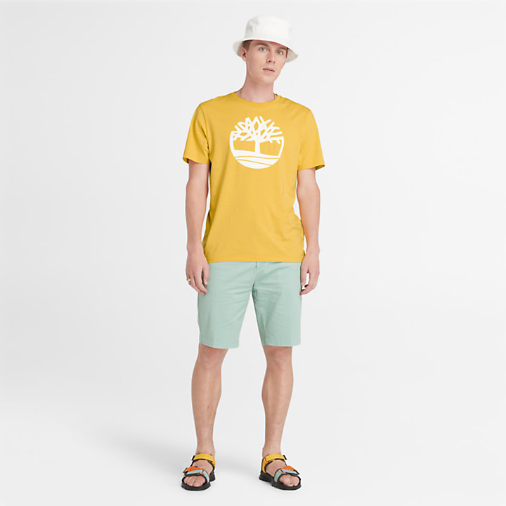 Kennebec River T-Shirt mit Baum-Logo für Herren in Gelb-