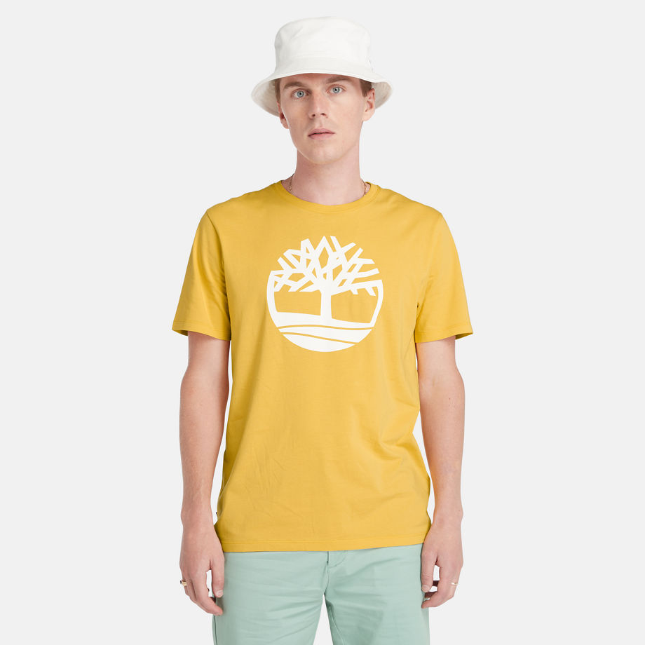 Timberland Kennebec River Tree Logo T-shirt For Men In Yellow Yellow