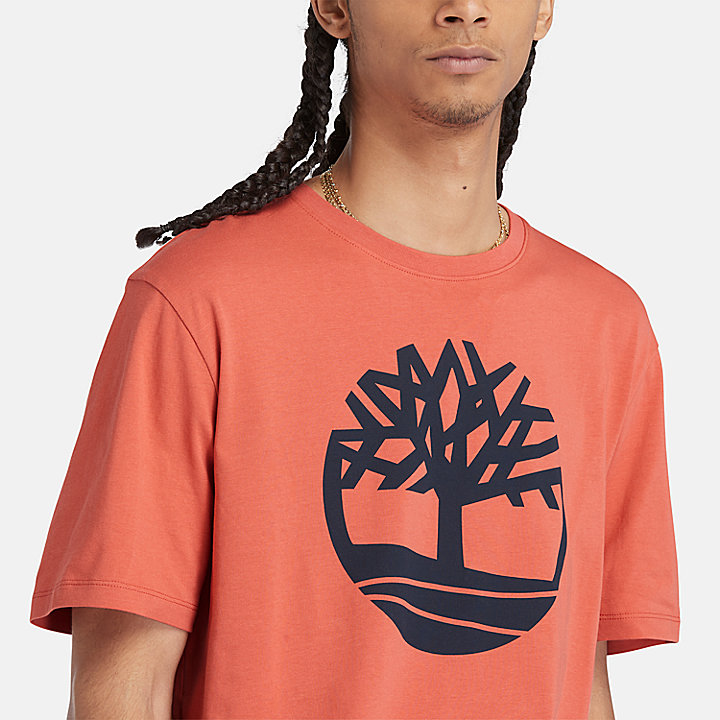 Kennebec River T-shirt met boomlogo voor heren in oranje