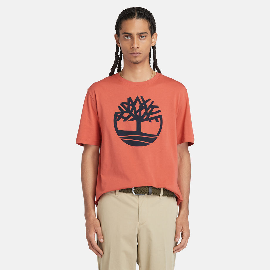 Timberland T-shirt Kennebec River Tree Logo Para Homem Em Laranja Laranja