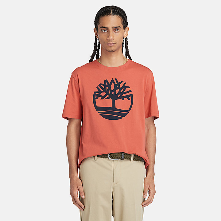 T-shirt Kennebec River Tree Logo para Homem em laranja