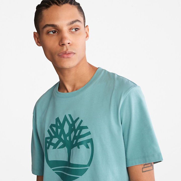 T-shirt da Uomo con Logo ad Albero Kennebec River in blu-
