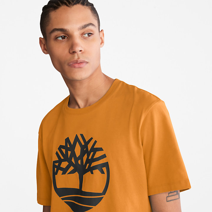 Kennebec River T-Shirt mit Baum-Logo für Herren in Gelb-