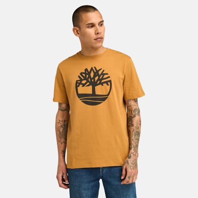 Timberland Kennebec River Tree Logo T-shirt For Men In Yellow Yellow
