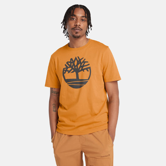 T-shirt da Uomo con Logo ad Albero Kennebec River in giallo | Timberland