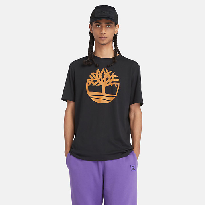 Kennebec River Tree Logo T-Shirt for Men in Black-