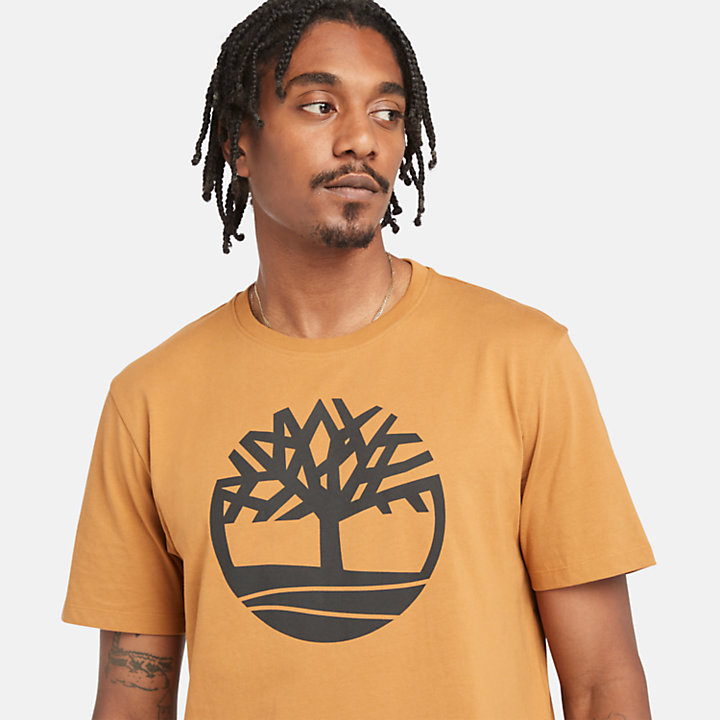 Kennebec River T-Shirt mit Baum-Logo für Herren in Hellgelb-