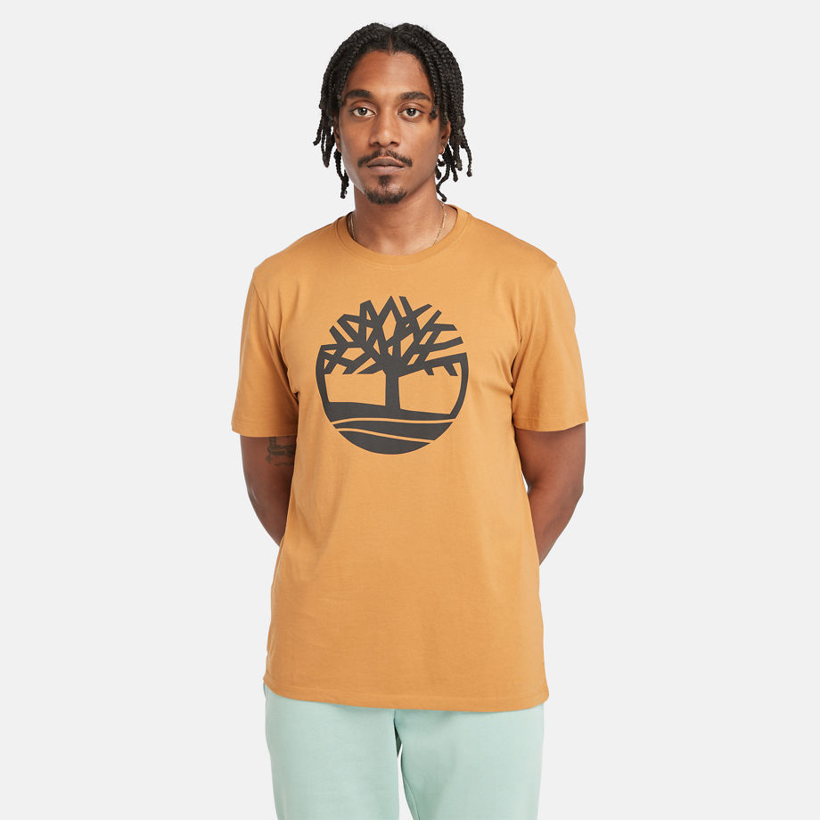 Timberland Kennebec River Tree Logo T-shirt For Men In Light Yellow Yellow