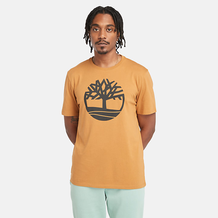 Kennebec River Tree Logo T-Shirt for Men in Light Yellow-
