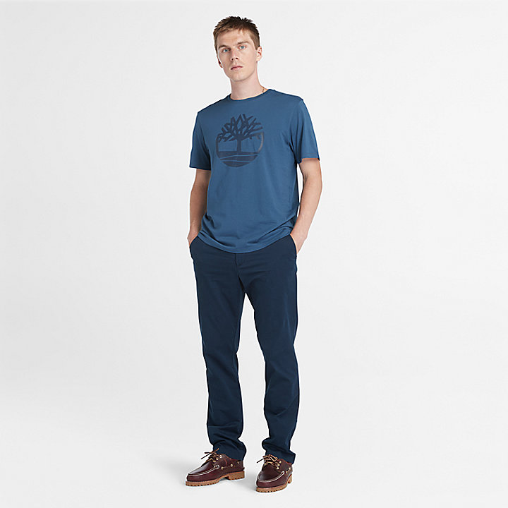 Kennebec River T-Shirt mit Baum-Logo für Herren in Blau