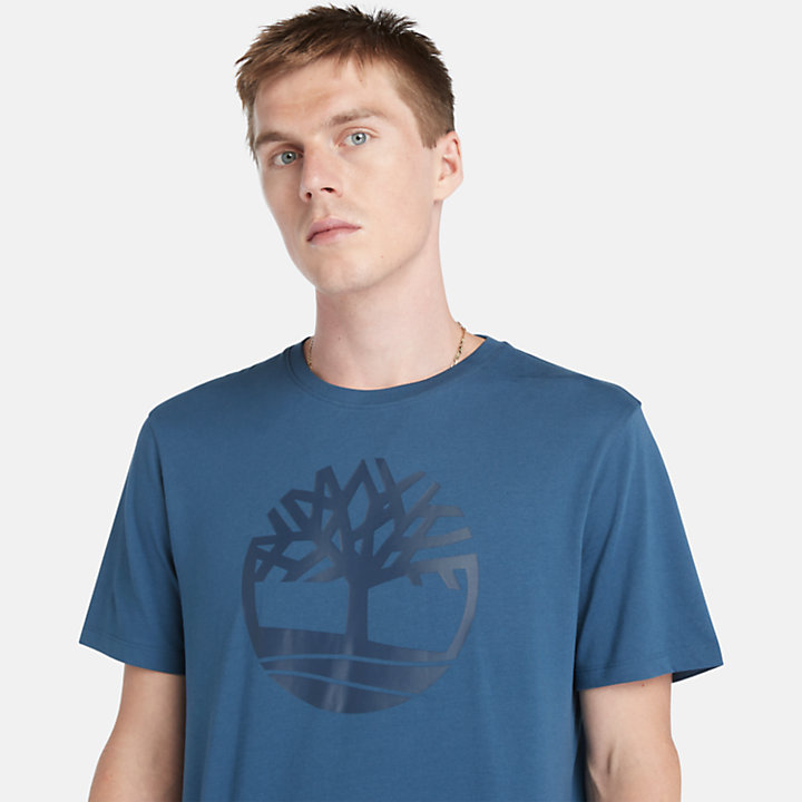 Kennebec River T-Shirt mit Baum-Logo für Herren in Blau-
