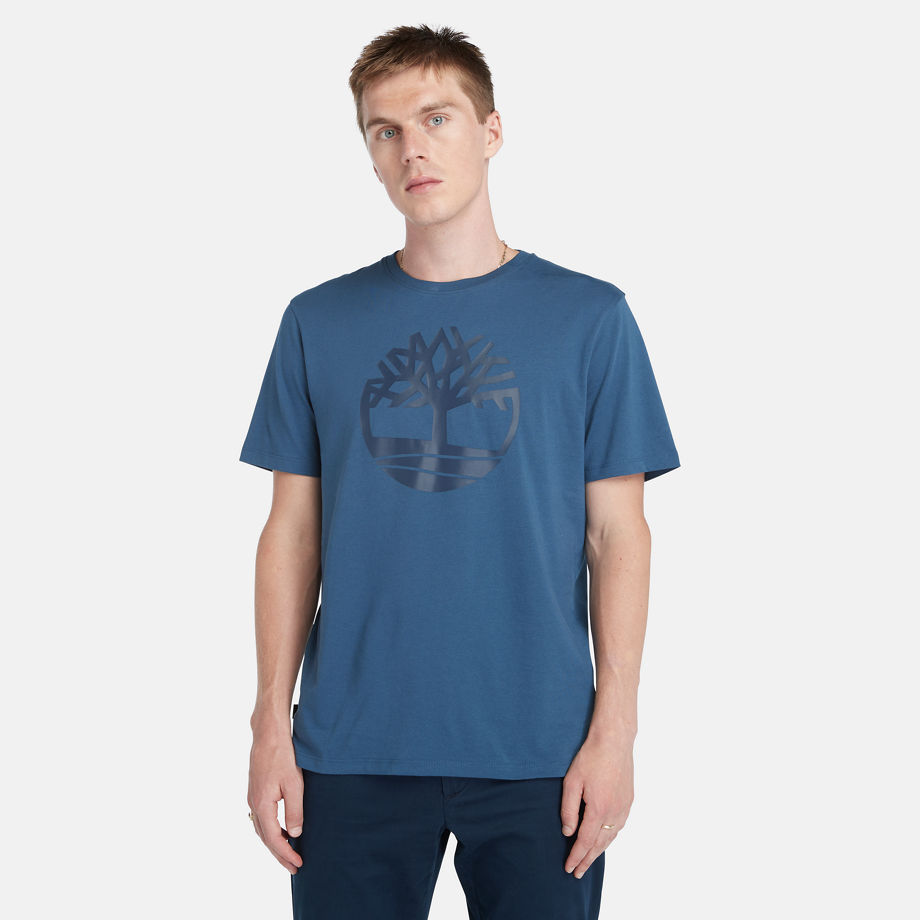 Timberland Kennebec River Tree Logo T-shirt For Men In Blue Blue