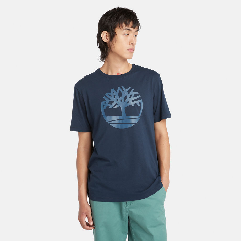 Timberland Kennebec River Tree Logo T-shirt For Men In Dark Blue Blue, Size S