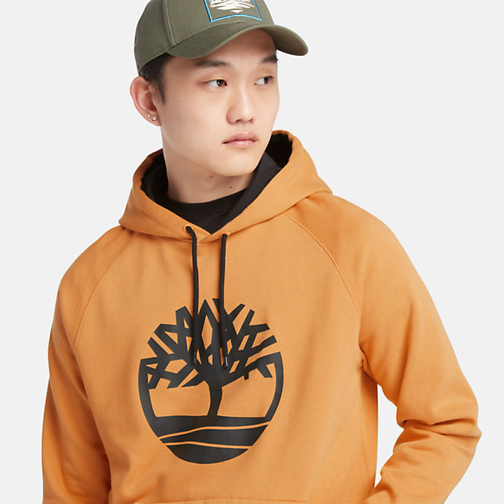 Men's Timberland® Heritage  Logo Hoodie Sweatshirt in Dark Yellow-