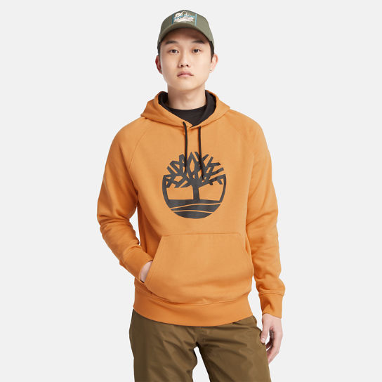 Men's Timberland® Heritage  Logo Hoodie Sweatshirt in Dark Yellow | Timberland