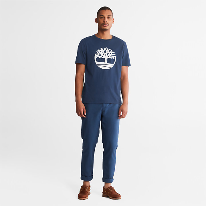 T-shirt da Uomo con Logo ad Albero in blu-
