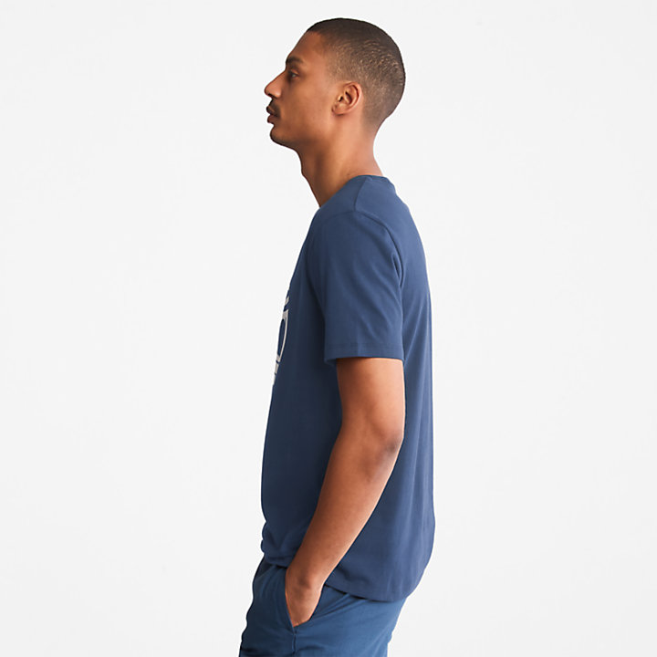 T-shirt à logo arbre pour homme en bleu-