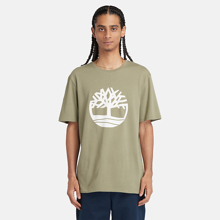 T-shirt à logo arbre pour homme en vert-