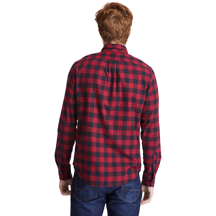 Men's Nashua River Long-Sleeve Flannel Check Shirt  in Red-