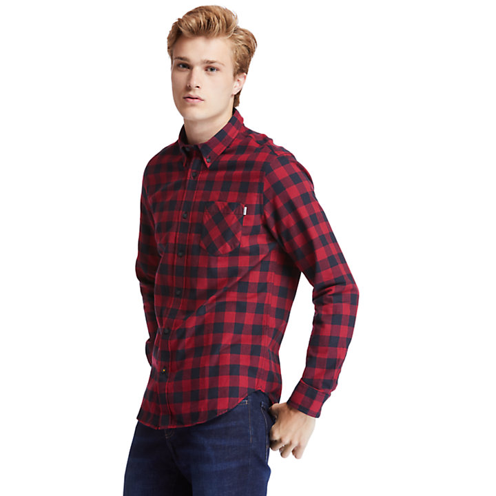 Men's Nashua River Long-Sleeve Flannel Check Shirt  in Red-