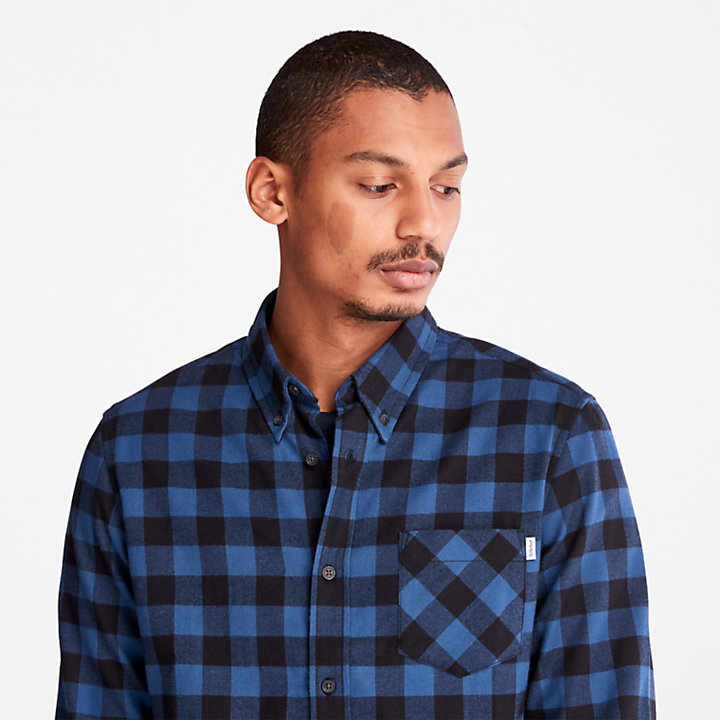Men's Nashua River Long-Sleeve Flannel Check Shirt  in Blue-