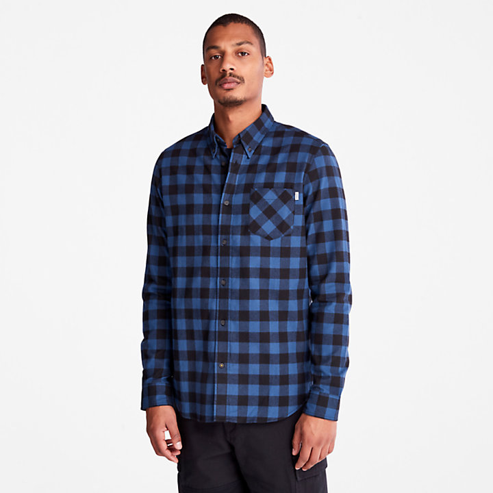 Men's Nashua River Long-Sleeve Flannel Check Shirt  in Blue-