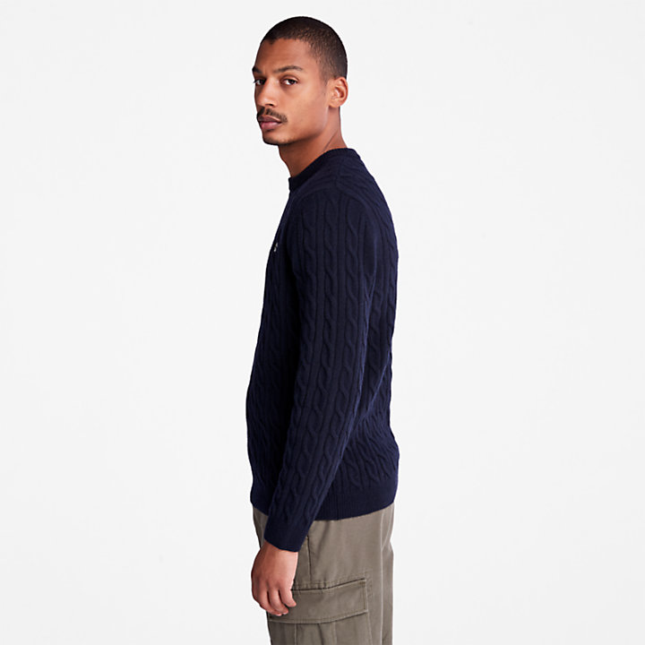 Phillips Brook Cable-knit Crew Jumper for Men in Navy-