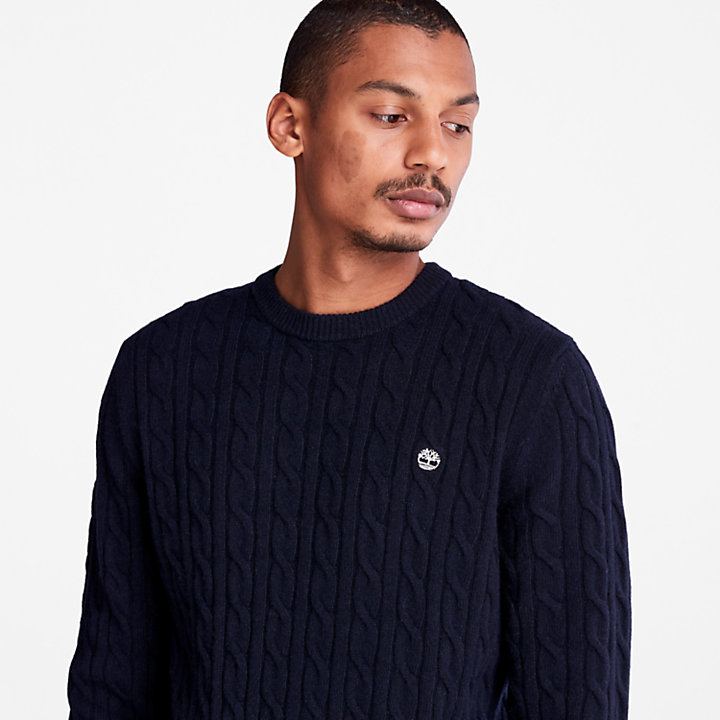 Phillips Brook Cable-knit Crew Jumper for Men in Navy-