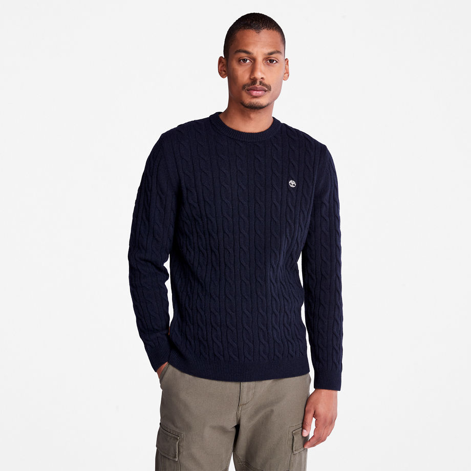 Timberland Phillips Brook Cable-knit Crew Jumper For Men In Navy Navy