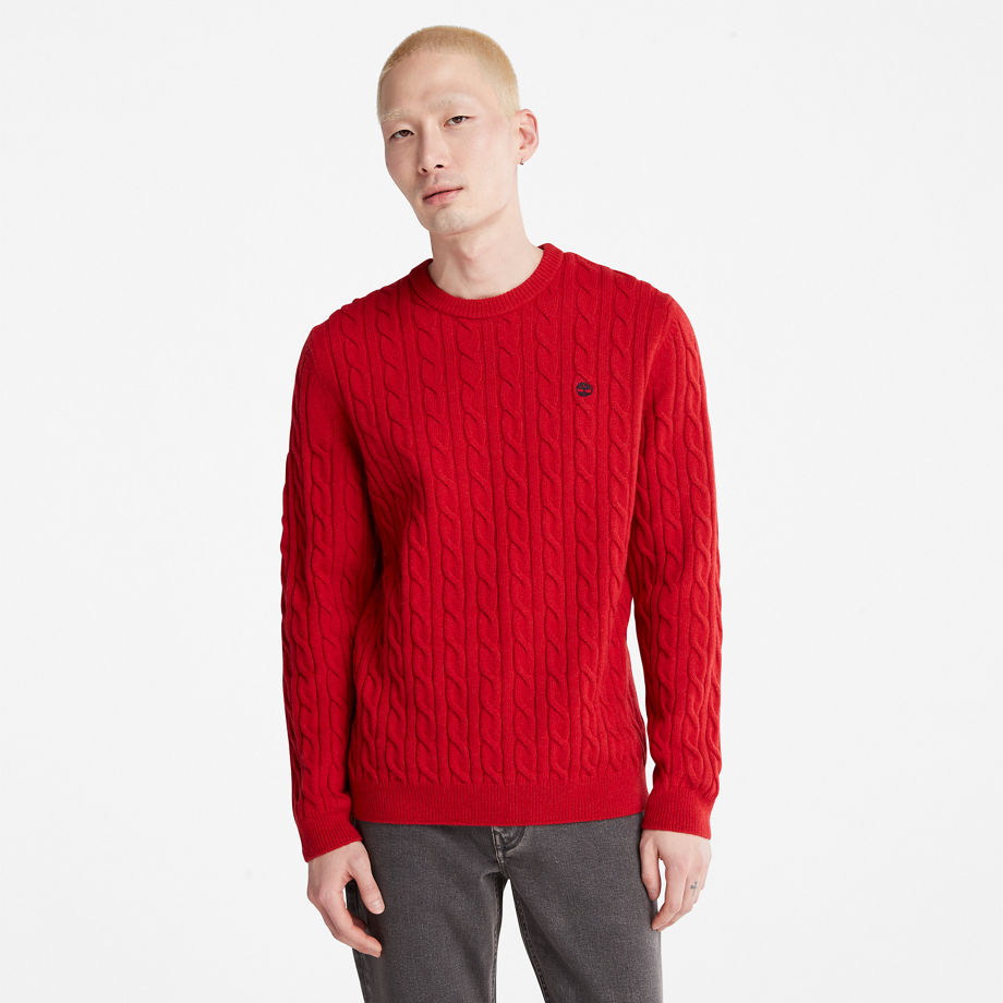 Timberland Phillips Brook Cable-knit Sweater For Men In Red Red, Size XXL