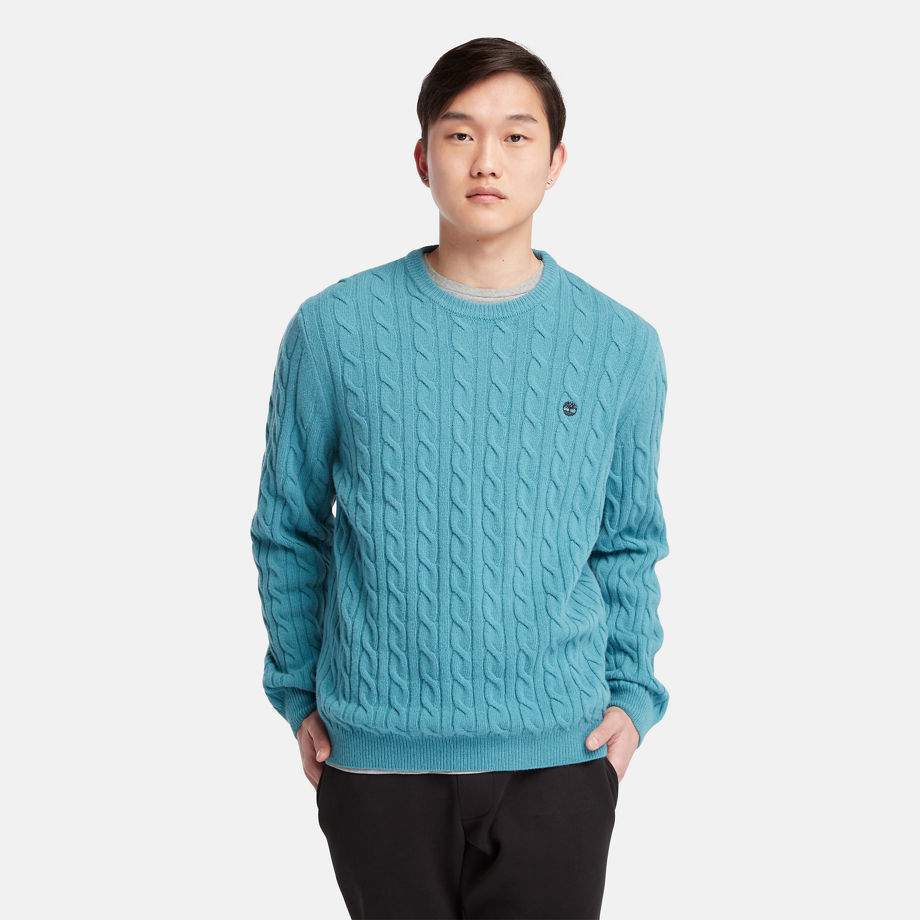 Timberland Phillips Brook Cable-knit Crew Jumper For Men In Blue Blue