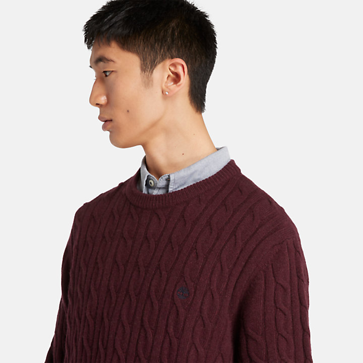 Phillips Brook Cable-knit Crew Jumper for Men in Burgundy-