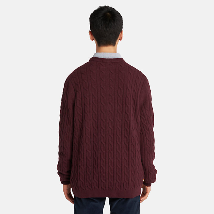 Phillips Brook Cable-knit Crew Jumper for Men in Burgundy-